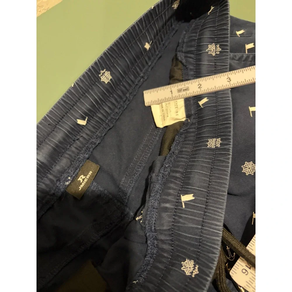 JMIERR Mens Navy Blue Nautical Anchor Print Drawstring Shorts Size 34